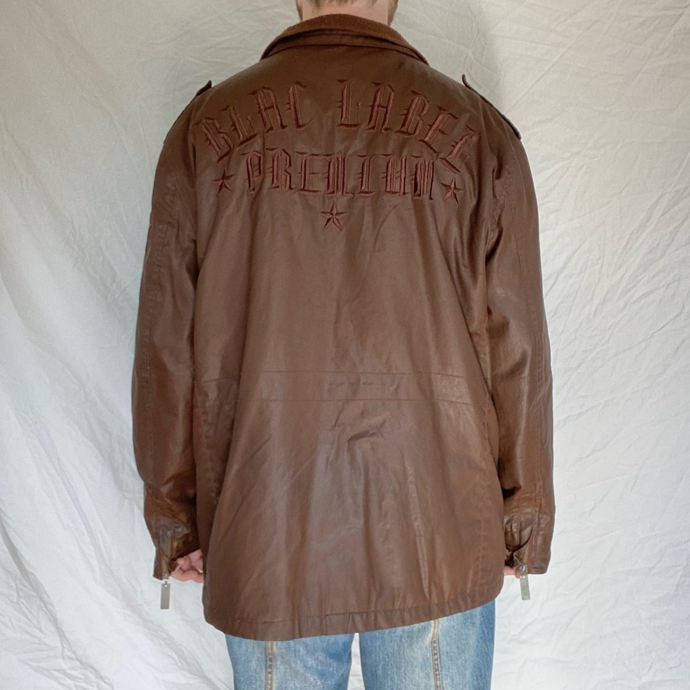 Faux Leather Embroidered Moto Jacket